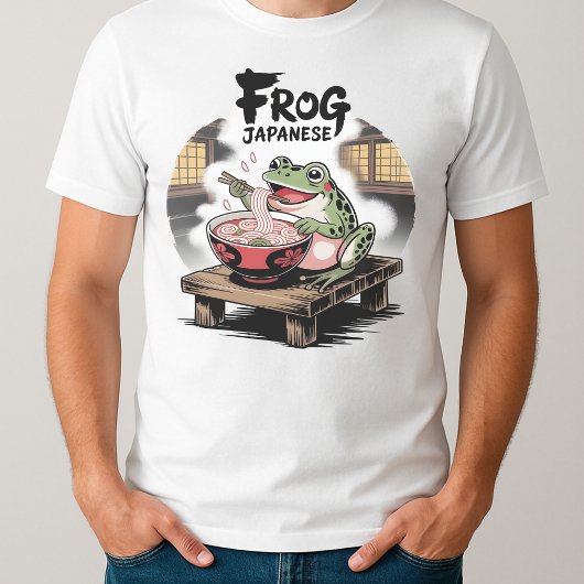 Kikker Eten Ramen Kawaii Neko Japanse noedels T-shirt