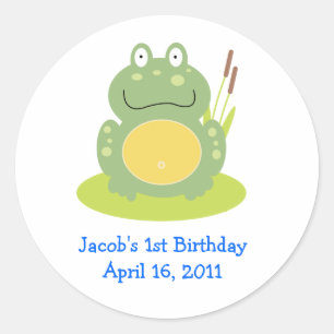 KIKKER FROGGY Baby shower of verjaardagsgunst Stic Ronde Sticker