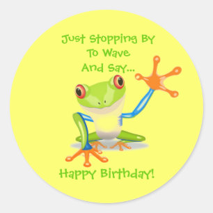 Kikker Funny Animal Kinderen Happy Birthday Ronde Sticker