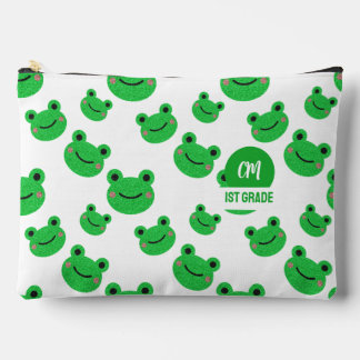 Kikker Gelukkig Gezichtspatroon Groene Monogram Sc Etui