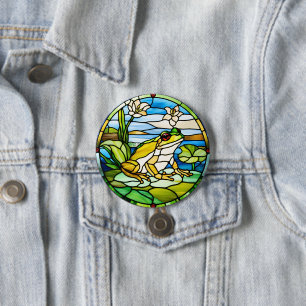 Kikker Glas in lood Design Gedrukt op Button