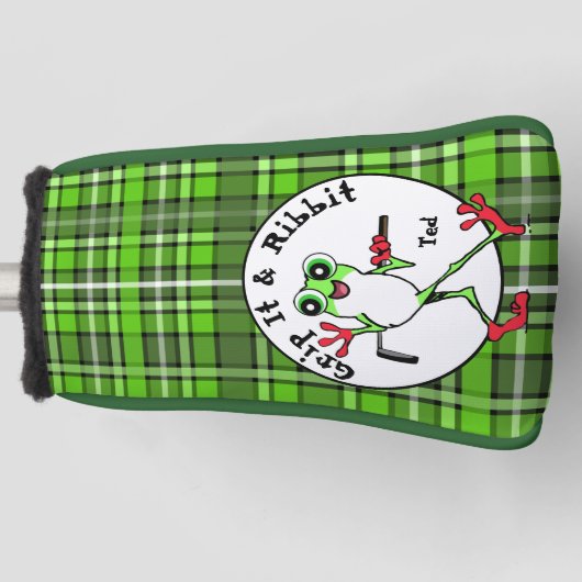 Kikker Golfen Grip It en Ribbit Grappig gepersonal Golfheadcover (Voorkant)