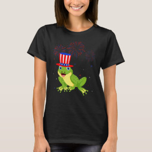 Kikker grafisch rood wit blauw vuurwerkdecor 4e va t-shirt