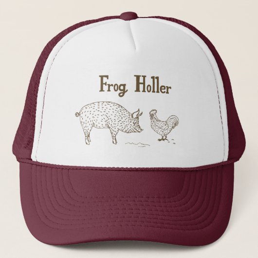 Kikker Holler Trucker Hat (varkensvlees en varkens Trucker Pet (Voorkant)
