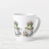 Kikker in bloementheekopje latte mok (Rechterhoek)