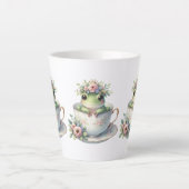 Kikker in bloementheekopje latte mok (Voorkant)
