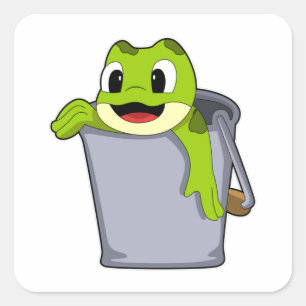Kikker in Bucket Vierkante Sticker