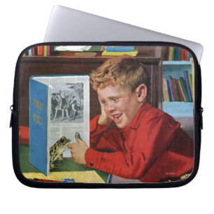 Kikker in de bibliotheek laptop sleeve