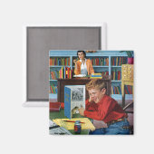 Kikker in de bibliotheek magneet (Voorkant / Achterkant)