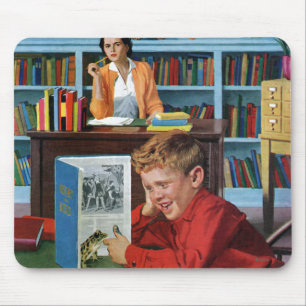 Kikker in de bibliotheek muismat