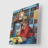 Kikker in de bibliotheek vierkante klok (Hoek)