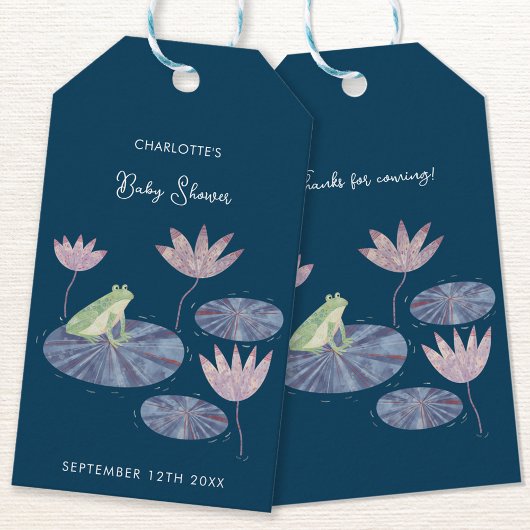 Kikker in een Lily Pond Schattige Baby shower Beda Cadeaulabel