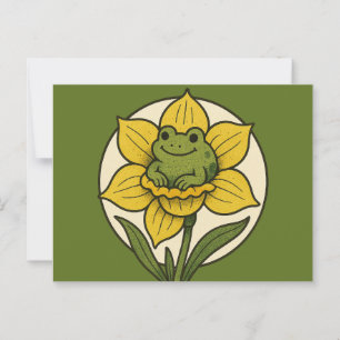 Kikker in een narcis kikker briefkaart