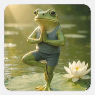Kikker in een yoga boomhouding vierkante sticker