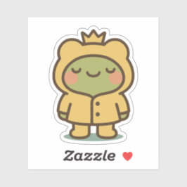 Kikker in Gele Regenjas Sticker