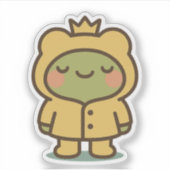 Kikker in Gele Regenjas Sticker (Voorkant)