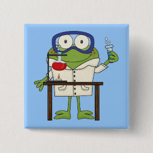 Kikker in het Laboratorium van de Wetenschap Vierkante Button 5,1 Cm