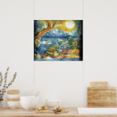 Kikker in het moonlight schilderen poster (Keuken)