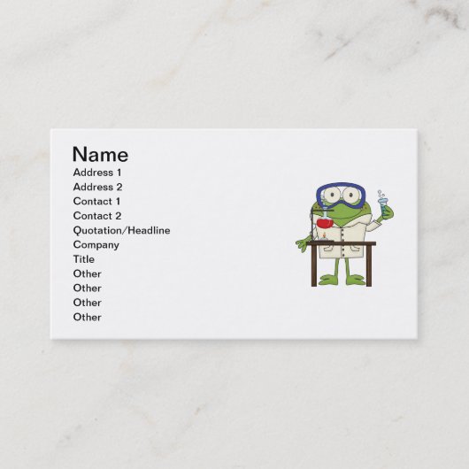 Kikker in het Science Lab Visitekaartje (Voorkant)