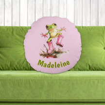 Kikker in Mooie Roze Laarzen in Plas Monogram Kind