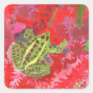 Kikker in rode moerassige stickers