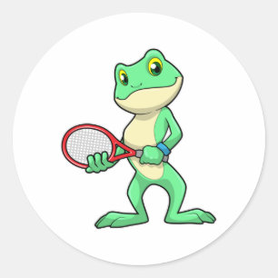 Kikker in Tennis met Tennis racket Ronde Sticker