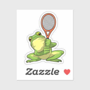 Kikker in Tennis met Tennis racket Sticker