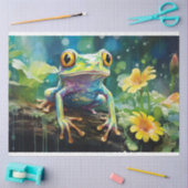 Kikker in Waterverf 4 Decoupage papier (Craft)