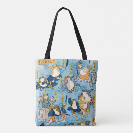 Kikker Kabuki Actor, Kuniyoshi, Ukiyo-e Draagtas (Achterkant)