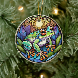 Kikker Keramische Decoratieve Glas in lood look Keramisch Ornament