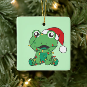 Kikker Kerstmis Winter Dieren Vakantie Kikkers Keramisch Ornament
