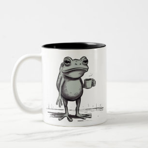 Kikker Koffie Drinken Meme Mystieke Pad Kikkerlief Tweekleurige Koffiemok