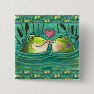 KIKKER KUSSEN KLEURRIJK & SCHATTIG VIJVER ROMANCE, VIERKANTE BUTTON 5,1 CM
