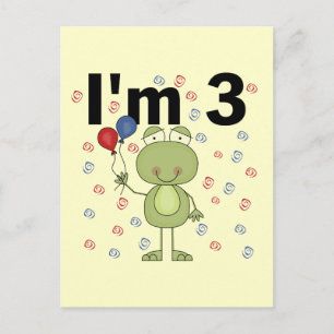 Kikker met ballonnen 3e verjaardag briefkaart