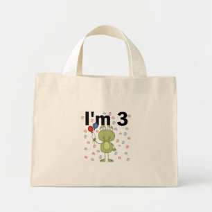 Kikker met ballonnen 3e verjaardag mini tote bag