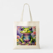 Kikker met bloem digitale kunst tote bag (Achterkant)