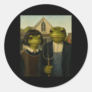 Kikker met bob kapsel Amerikaanse gotische Gen Z-b Ronde Sticker