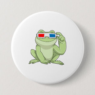Kikker met bril ronde button 7,6 cm