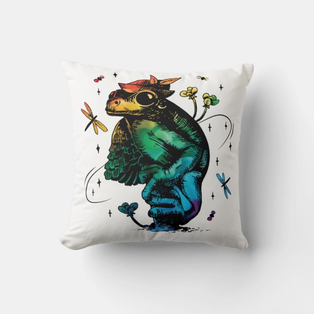 Kikker met champignon Cottcore Hand Drawn Style Kussen (Voorkant)