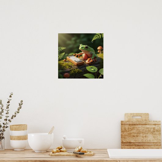 Kikker met computeringang poster (Keuken)