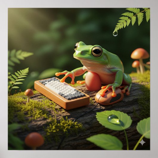 Kikker met computeringang poster (Voorkant)