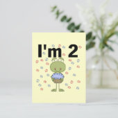 Kikker met cupcake 2e verjaardag Tshirts Briefkaart (Staand voorkant)