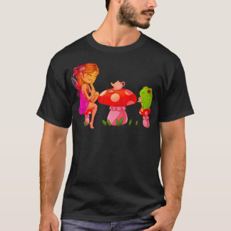 Kikker met Fairy Mushroom Tea Kawaii Cottagecore T-shirt