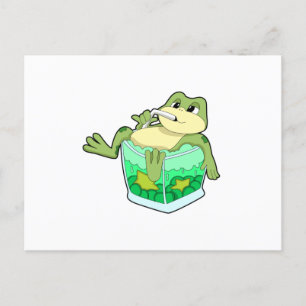 Kikker met glas sap briefkaart