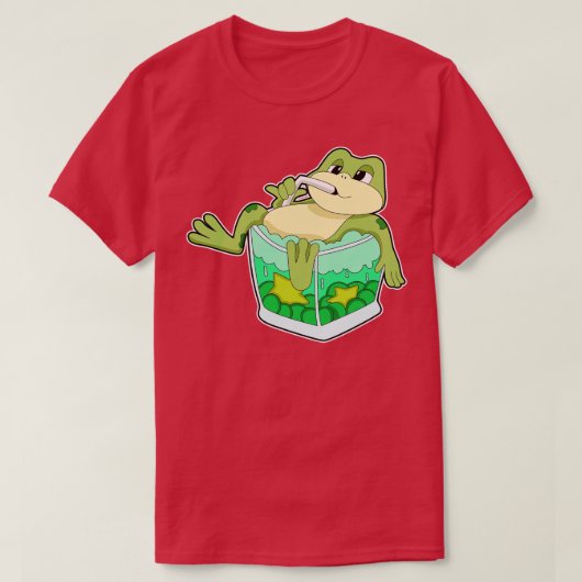 Kikker Met Glas Sap  T-shirt (Design voorkant)