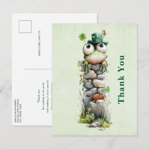 Kikker met groene hoed en klavertje vier Schattig Briefkaart