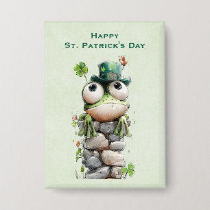 Kikker met groene hoed Schattige St. Patrick's Dag Button