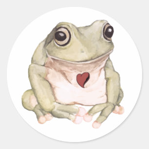 Kikker met handgetekende groene boomkikker ronde sticker