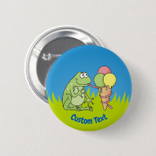 Kikker met Icecream-Button Ronde Button 5,7 Cm