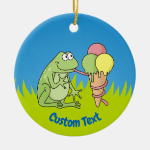 Kikker met Icecream-keramisch Ornament